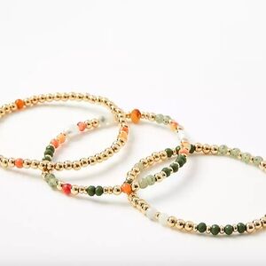 Gold and Multicolor Beaded Bracelet Set of 3 NWT